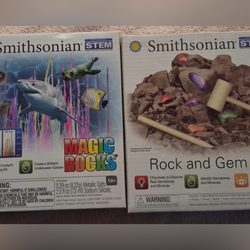 Smithsonian STEM Magic Rocks + Rock & Gem Dig Kit Bundle NWT